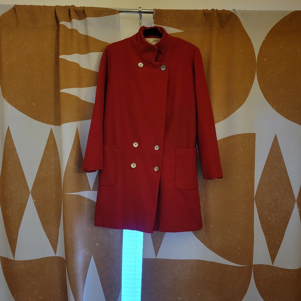 Vintage Woman's Red Wool Peacoat - Picture 6 of 9